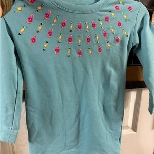 Gymboree Teal Dress with Pink and Yellow Embroidery